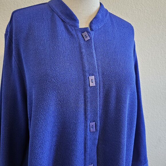 Gump's San Francisco Blue Textured Lagenlook Button Front Artsy Tunic Top XL - Picture 3 of 12